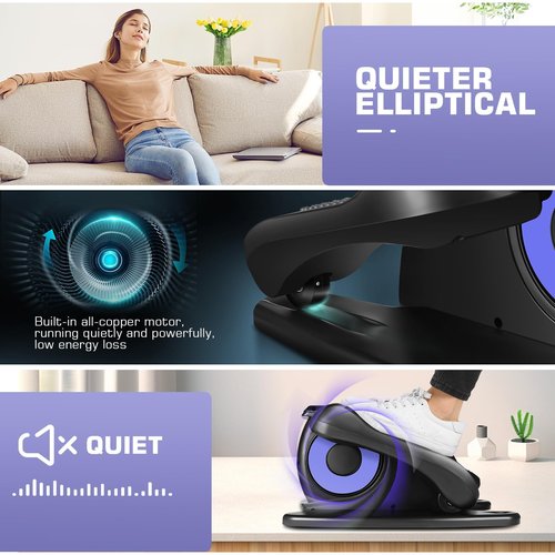 ANCHEER Under Desk Elliptical Machine, Electric Seated Pedal Exerciser, Mini Elliptical Machines for Seniors, LCD Display Monitor, Remote Control, Leg Exerciser for Home (Training Blue Purple)