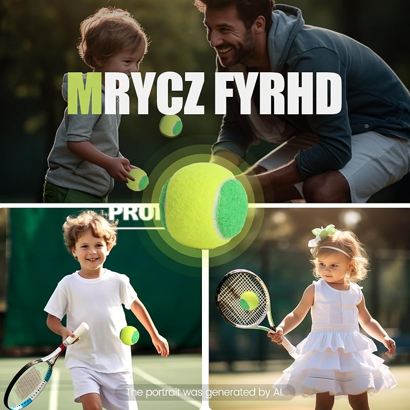Kids Tennis Balls - Low-Compression Training Balls for Beginners 12-Pack Green