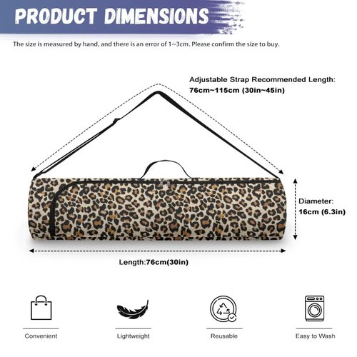 Pzuqiu Leopard Print Yoga Mat Bag for Women & Men Travel Yoga Gym Bag for Thick Exercise Yoga Mat Full-Zip Yoga Mat Carrier Bag for Class Workout Park with Adjustable Strap, Pzu-BZT26