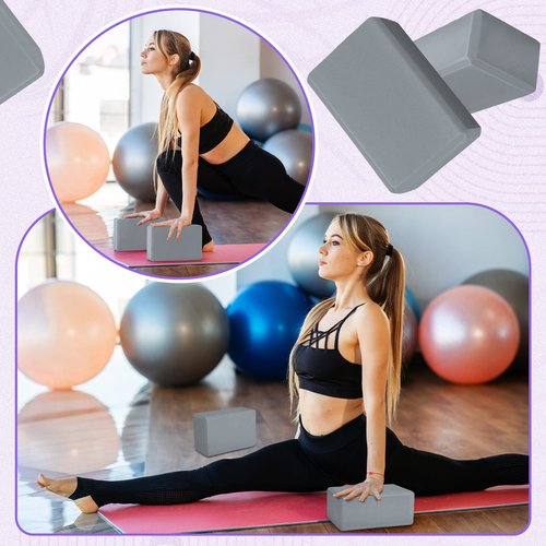 Wettarn 6 Pack Yoga Blocks 9 x 6 x 4 Inch Eva Foam Lightweight Non Slip Yoga Props for Yoga Pilates Stretching Meditation(Gray)