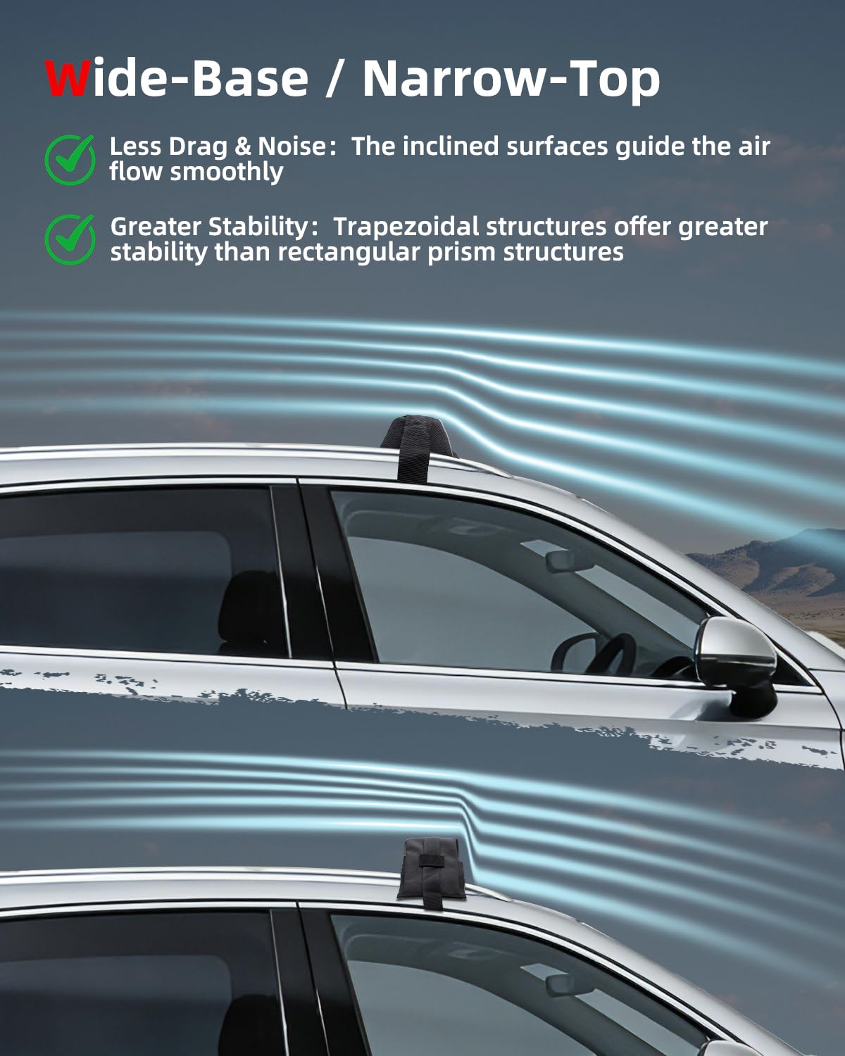 Abahub Soft Roof Rack Pads with 2 Tie Down Straps, 2 Tie Down Ropes, 2 Hood Loops and Storage Bag, for Surfboard, Kayak, Canoe, Heavy Duty Universal Car Roof Racks System Black 35 inch