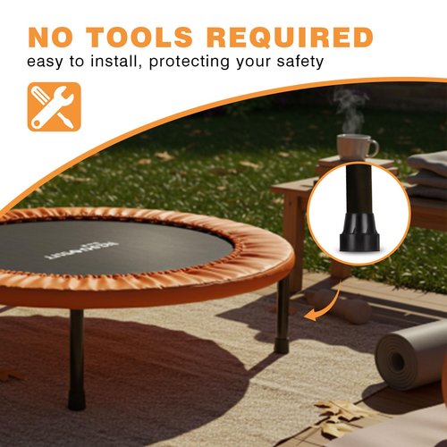 Innconee 8 Pieces Replacement Mini Trampoline Leg Caps, Black Rubber Caps Tips Fits 1" ID Chair Legs, Trampoline Parts Replacement