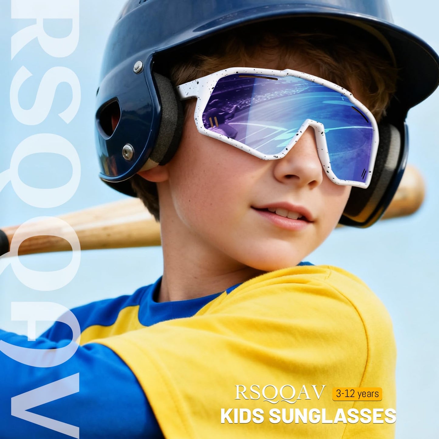 RSQQAV Kids Youth Sports Sunglasses for 3-12 Girls Boys UV400 for Baseball and Biking Tennis other Outdoor Goggles