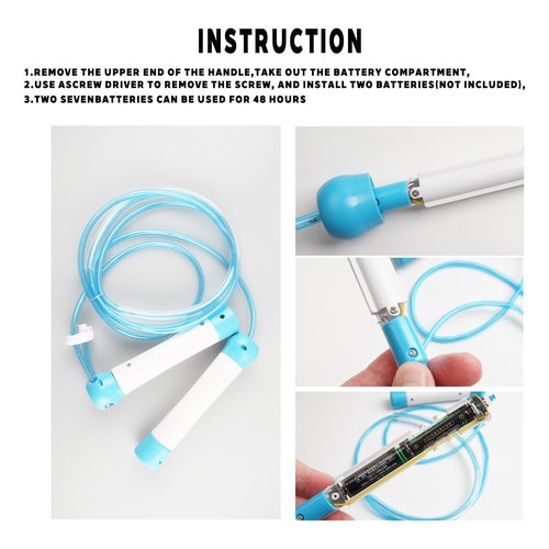 Led Jump Rope for Boys and Girls -Glowing Jump Ropes Flashing Colorful Exercise Skipping rope Light Up Luminous Adjustable Skipping Ropes for Girls Boys Women Fitness Weight Loss and Workout blue