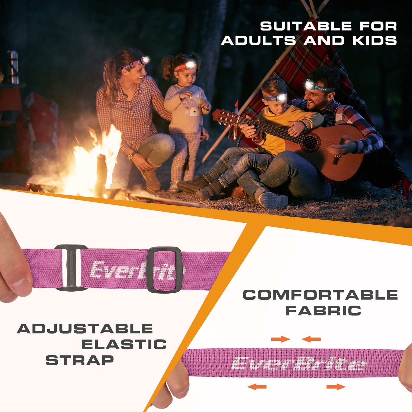 EverBrite Headlamp, 2 Pack Kids Headlamp with Red Light and Memory Function, Head Lamp for Adults and Kids with 5 Modes, Bright Headlamps for Camping, Running, Christmas Gifts, Batteries Included