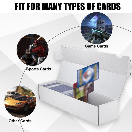 XRACV Trading Card Storage Box, 10-Pack 1100 Count White Corrugated Cardboard Bulk Sports Storage Box for TCG/Magic/Mtg Basketball Cards, Collectible Trading Cards