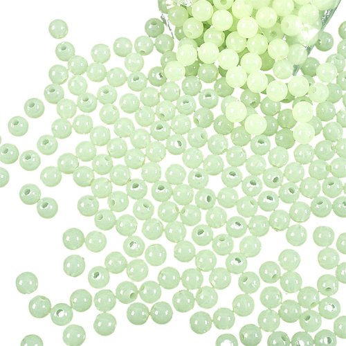Fcnjsao 100Pcs Nonslip Luminously Fishing Beads Round Space Beans Hard Fishing Beads Stopper Fishing Tackle Tool Enduring
