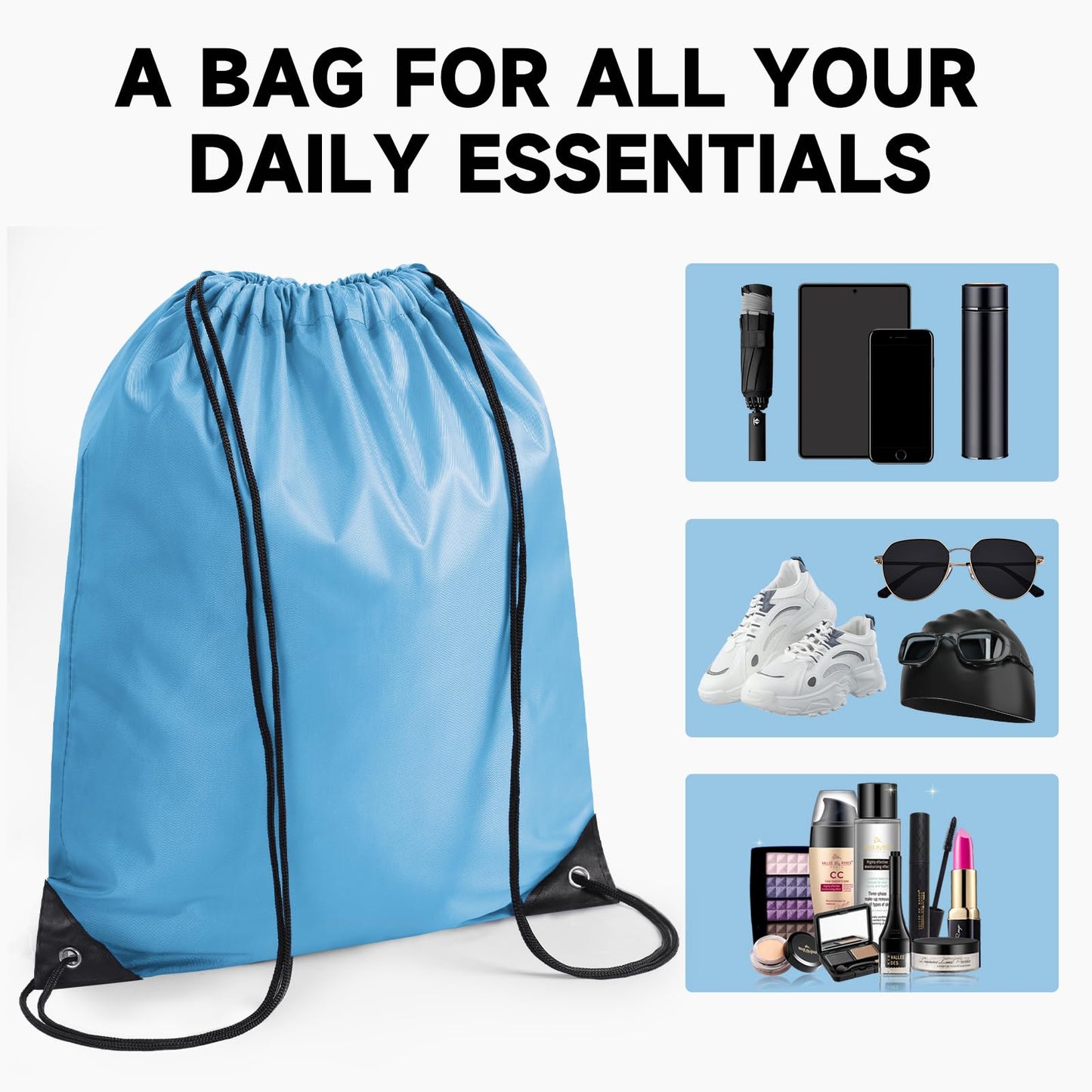 Chrifansi Custom Drawstring Backpack bags 10/50/100/500Pack, Promotional Items With Your Logo, Bulk Personalized Draw String Back Bag for Travelling, Gym and for Everyday Use
