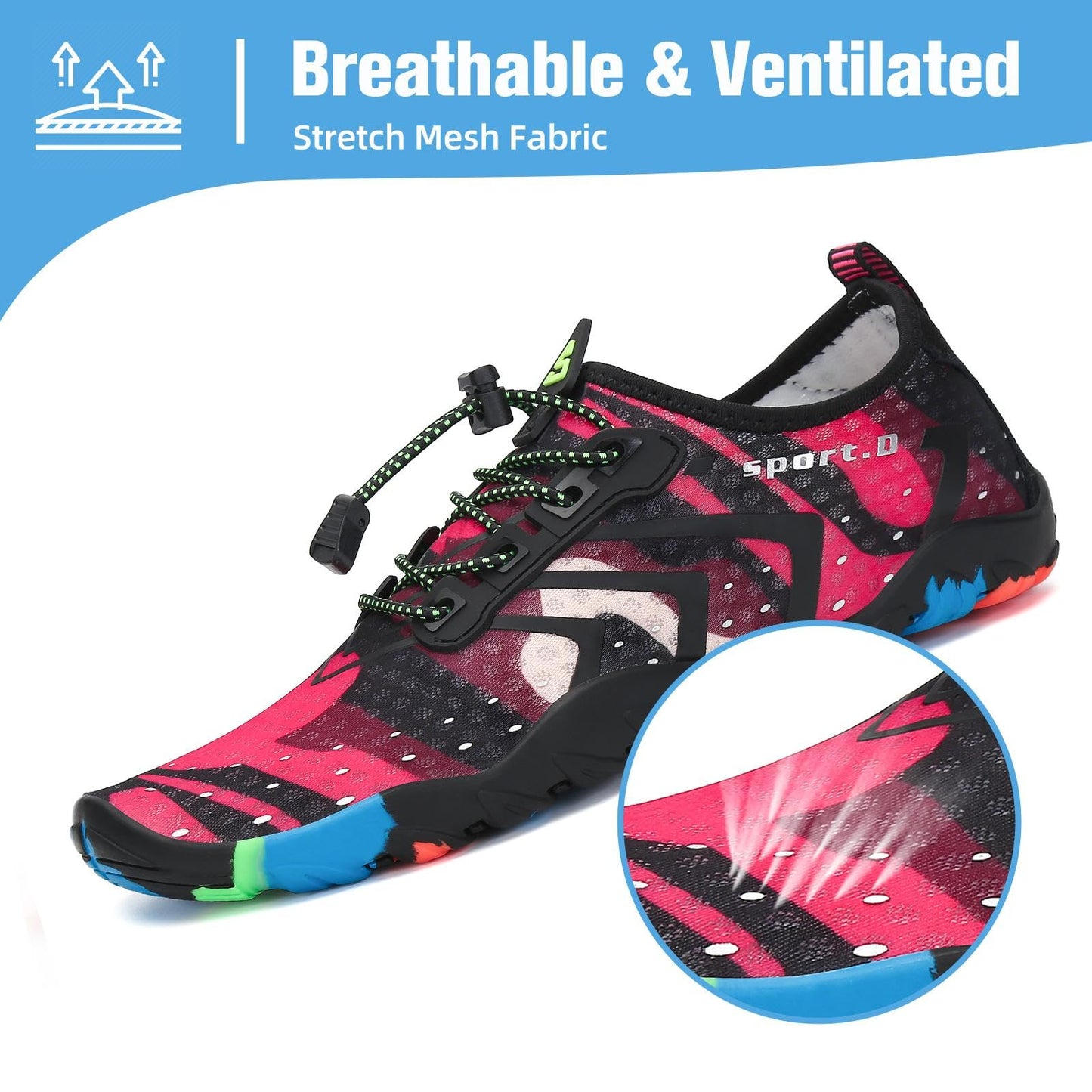 Mishansha Water Shoes for Women Men, Quick-Dry Barefoot Swim Shoes with Drainage Holes, Lightweight Aqua Shoe for Beach Pool River Boating Yoga Walking 9.5 Women/8 Men French Rose