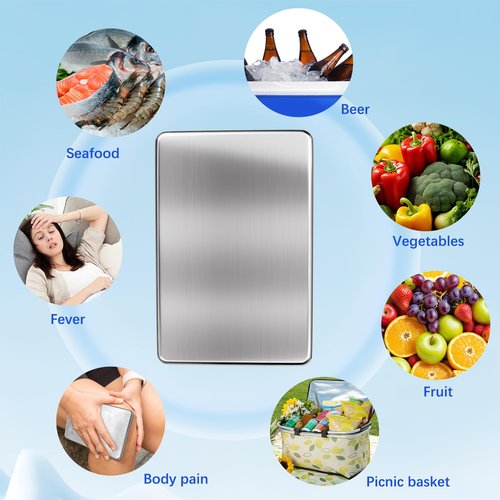 Surmol 2PCS Ice Packs for Lunch Boxes Reusable Stainless Steel Ice Packs, No Water Needed, for Coolers, Camping, and Picnic Baskets Metal Bento Box Ice Packs Keep Food and Drinks Fresh and Cool