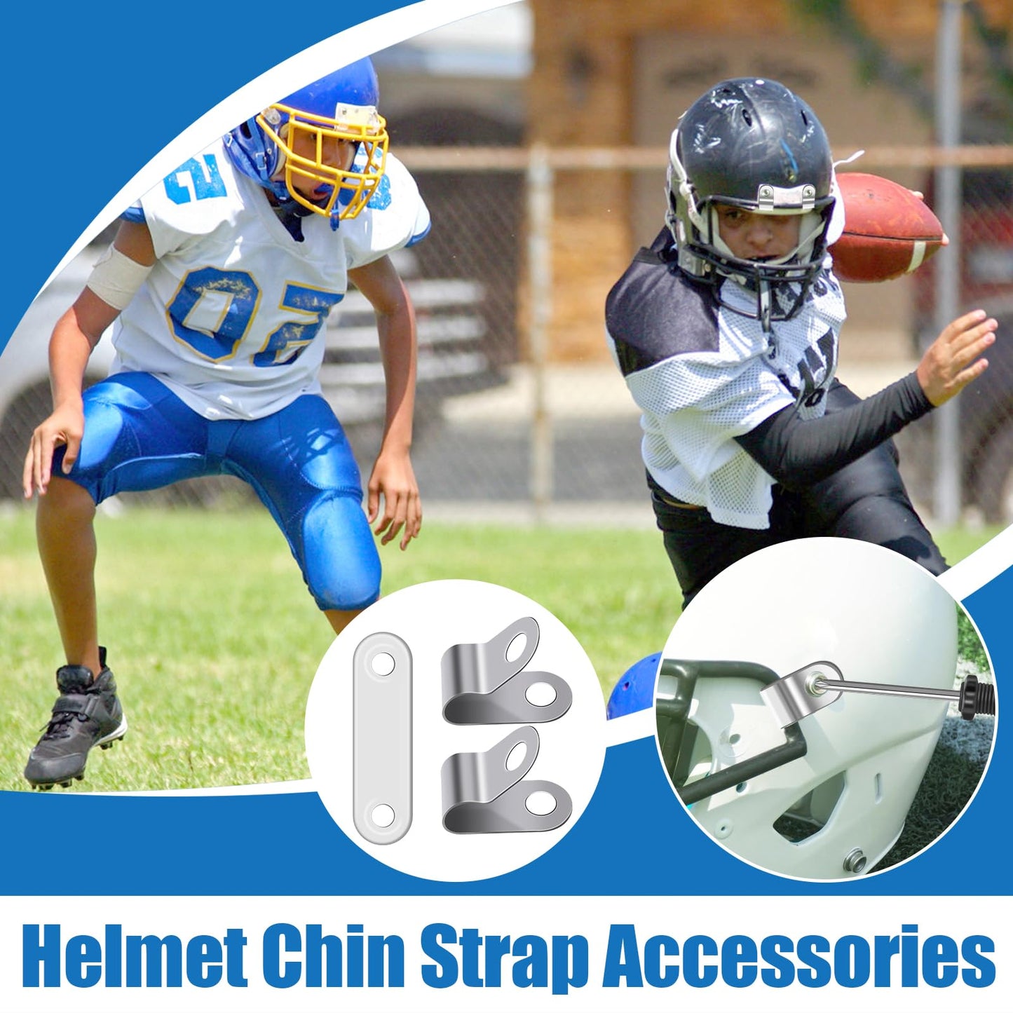 Anglekai 31PCS Hockey Helmet Repair Kit, Football Helmet Hardware Kit Include 2 J Clips/ 4 Rubber Gaskets/ 4 R Shape Football Visor Clips/ 16 Screw Nuts/ 4 Chin Strap Adapter/Screwdriver (61)