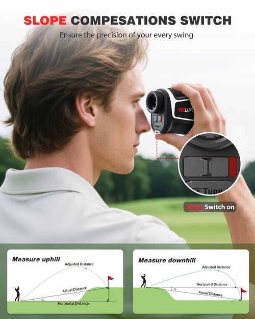 VEELUPLUS Golf Rangefinder with Slope, Golf- 660 Pro Laser Rangefinder, Flag Pole Locking Vibration, 6X Magnification, Rechargeable, Golf Accessories Magnet Mount Rangefinders with LCD Clarity View