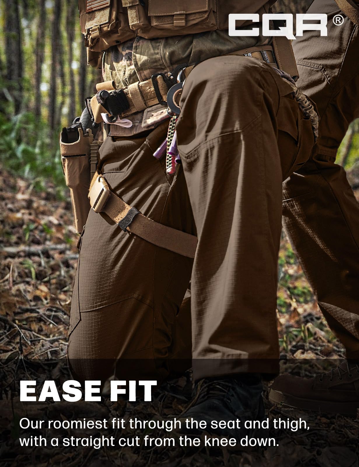 CQR Men's Tactical Pants, Water Resistant Ripstop Cargo Pants, Lightweight EDC Work Hiking Pants, Outdoor Apparel, Raider Tundra, 42W x 30L