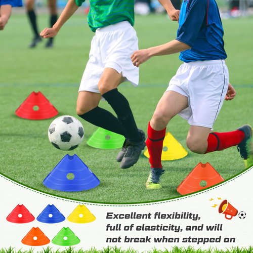 ShinyRelief 20 Pieces Jumbo Disc Cones Jumbo Soccer Cones with Mesh Bag Giant Large Agility for Soccer Training Adult Sports (Multicolor)