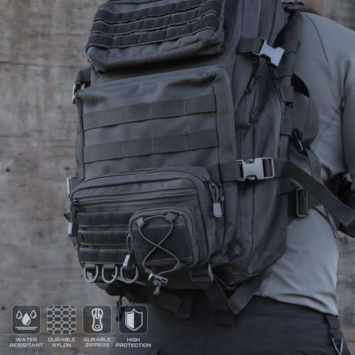 Molle Admin Pouch for Tactical Backpack, EDC Tool Pouch Organizer, Tactical Admin Pouch Molle, Belt Zipper Utility Waist Bag, Horizontal Phone Pouch with US Flag Patch