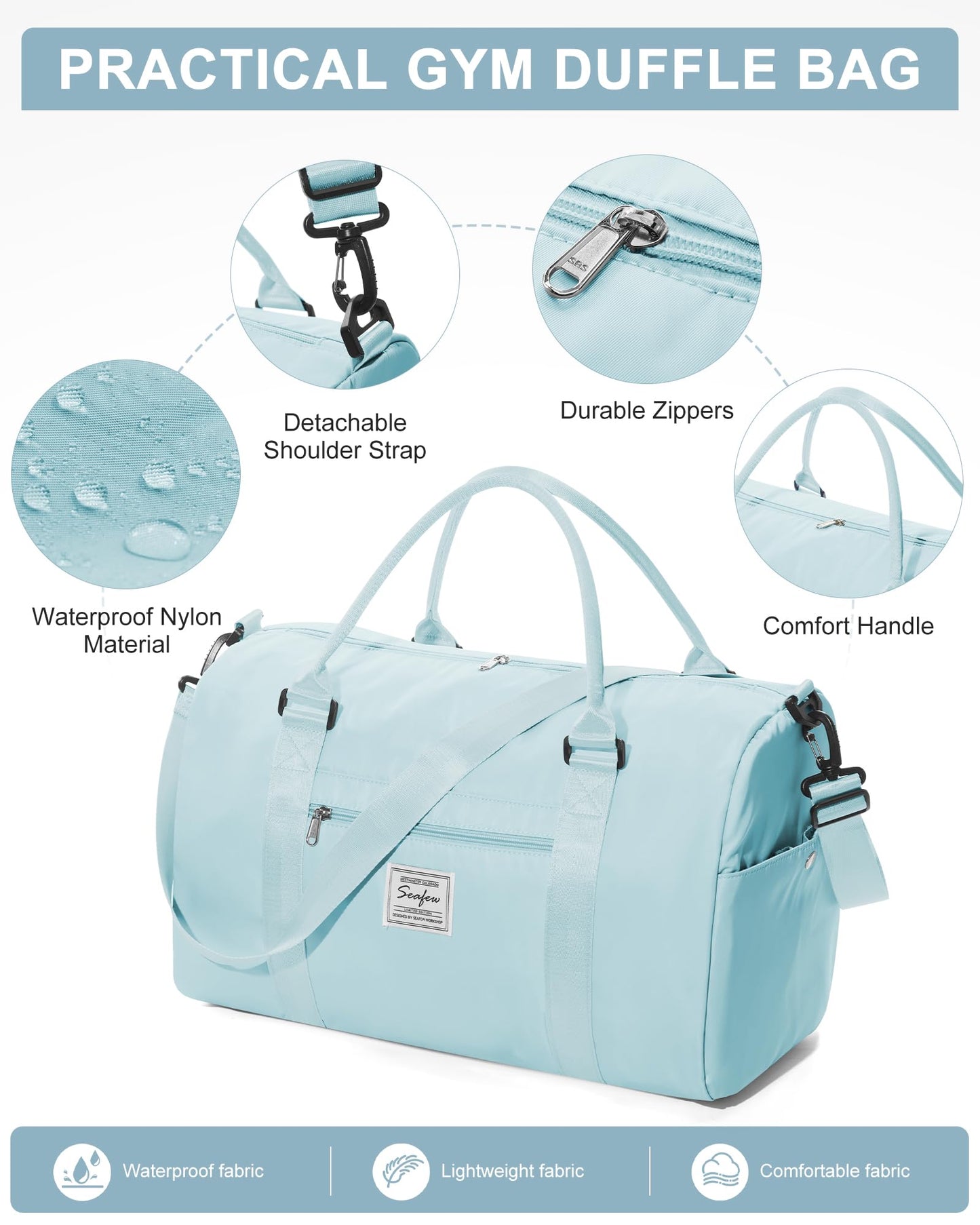 Gym Bag Womens Mens with Shoes Compartment and Wet Pocket Travel Duffel Bag for Women for Plane Sport Gym Tote Bags with Toiletry Bag Waterproof Weekend Overnight Carry on Bag Hospital Holdalls
