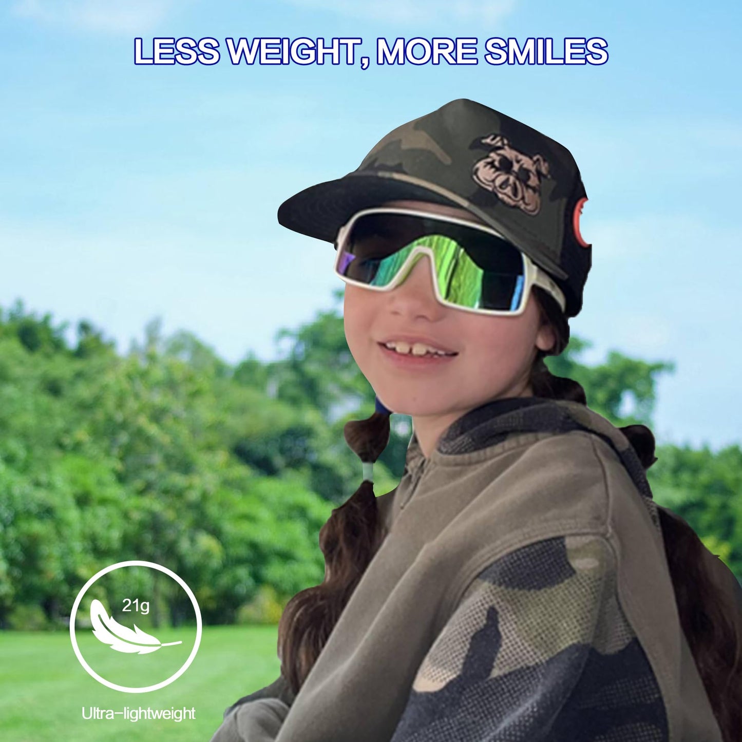 Jefoo Kids Baseball Sunglasses Polarized Sports UV400 Protection Lightweight Cycling Glasses with Strap for Boys Girls 5-10