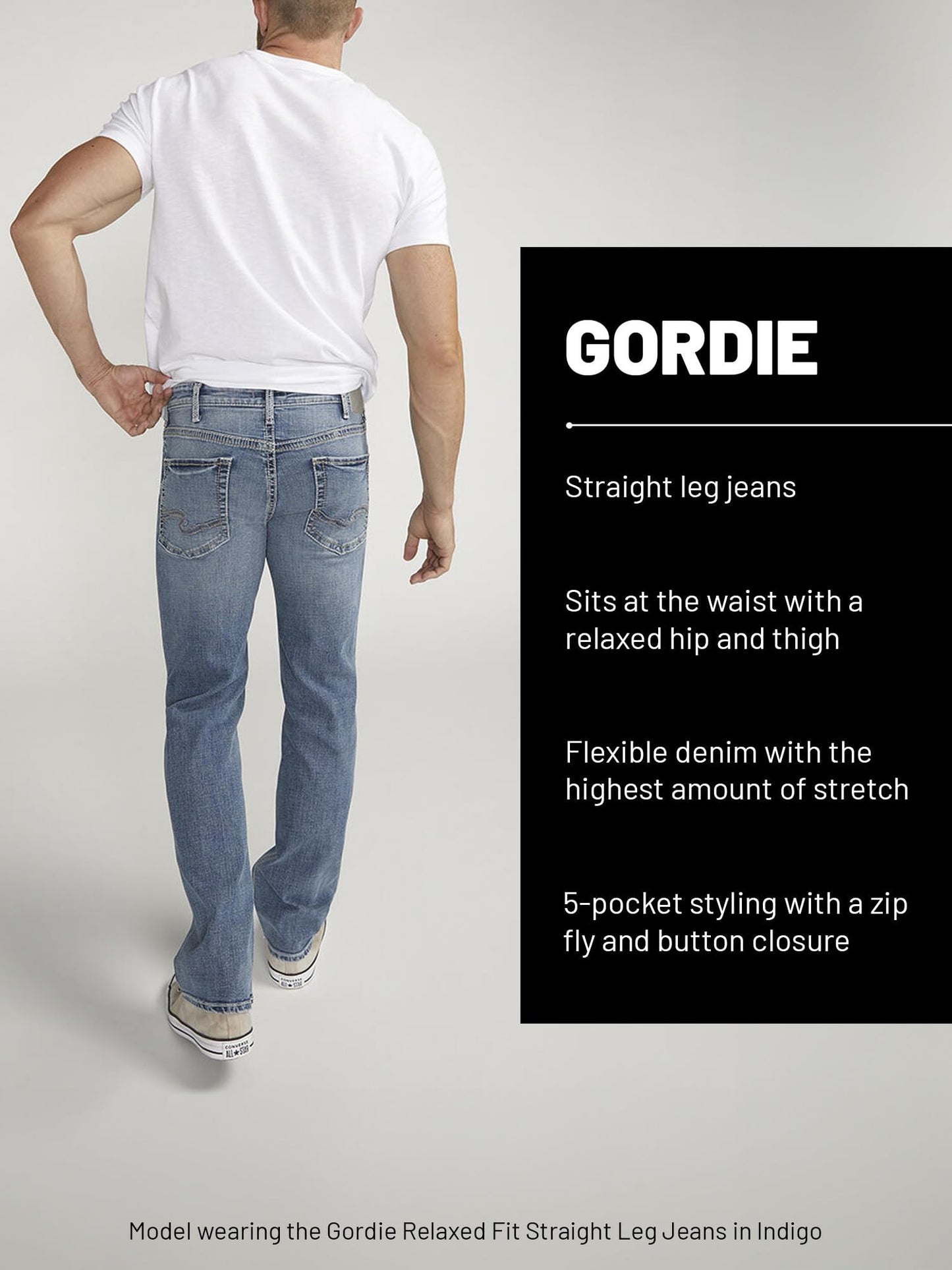 Silver Jeans Co. Men's Gordie Relaxed Fit Straight Leg Jeans, Groove, 36W x 30L