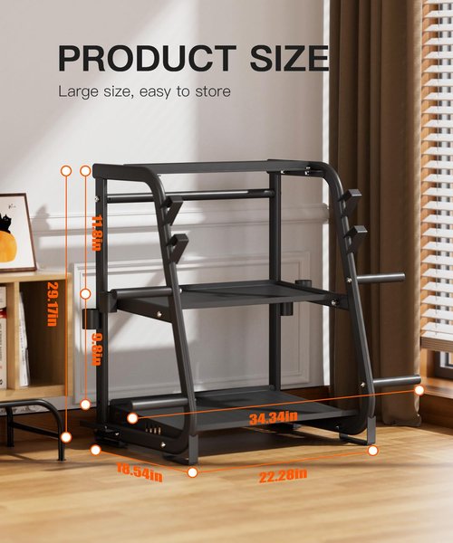 EOAT 3-Tier Dumbbell Rack Stand Only - 700LB Heavy Duty Weight Storage Organizer with Thickened Steel Tube, Adjustable Weight Stand for Dumbbells, Barbells, Kettlebells, Black/Beige