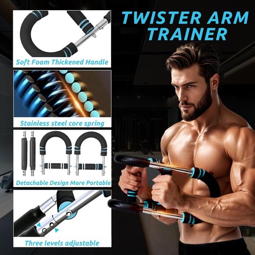 MAMA EVE Twister Arm Trainer, 50-100lb Adjustable Power Twister Bar, Chest Shoulder Arm Workout Equipment, Portable Detachable Upper Body Fitness Machine for Home & Gym ﻿