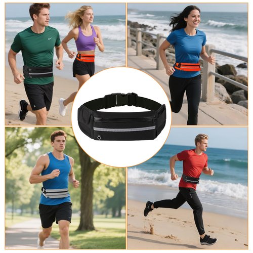 isinwheel Fanny Pack for Men Women, Small Running Belt, Phone Holder for Running, Flip Beltwaist Bag for Workout,Money Belt for Men Women (Black)