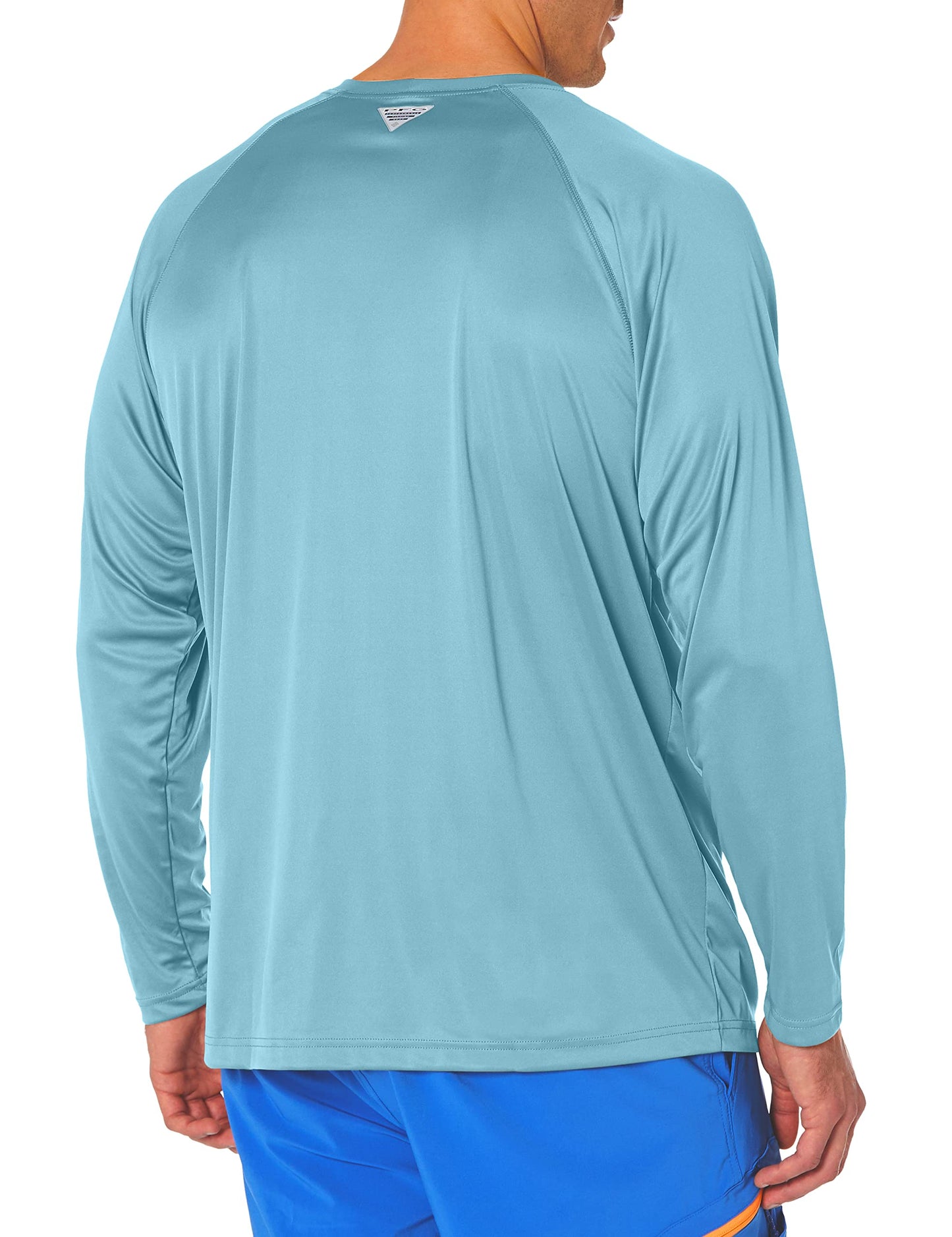 Columbia Men's Terminal Tackle Long Sleeve Shirt, Storm/Bright Nectar Logo, Large Tall