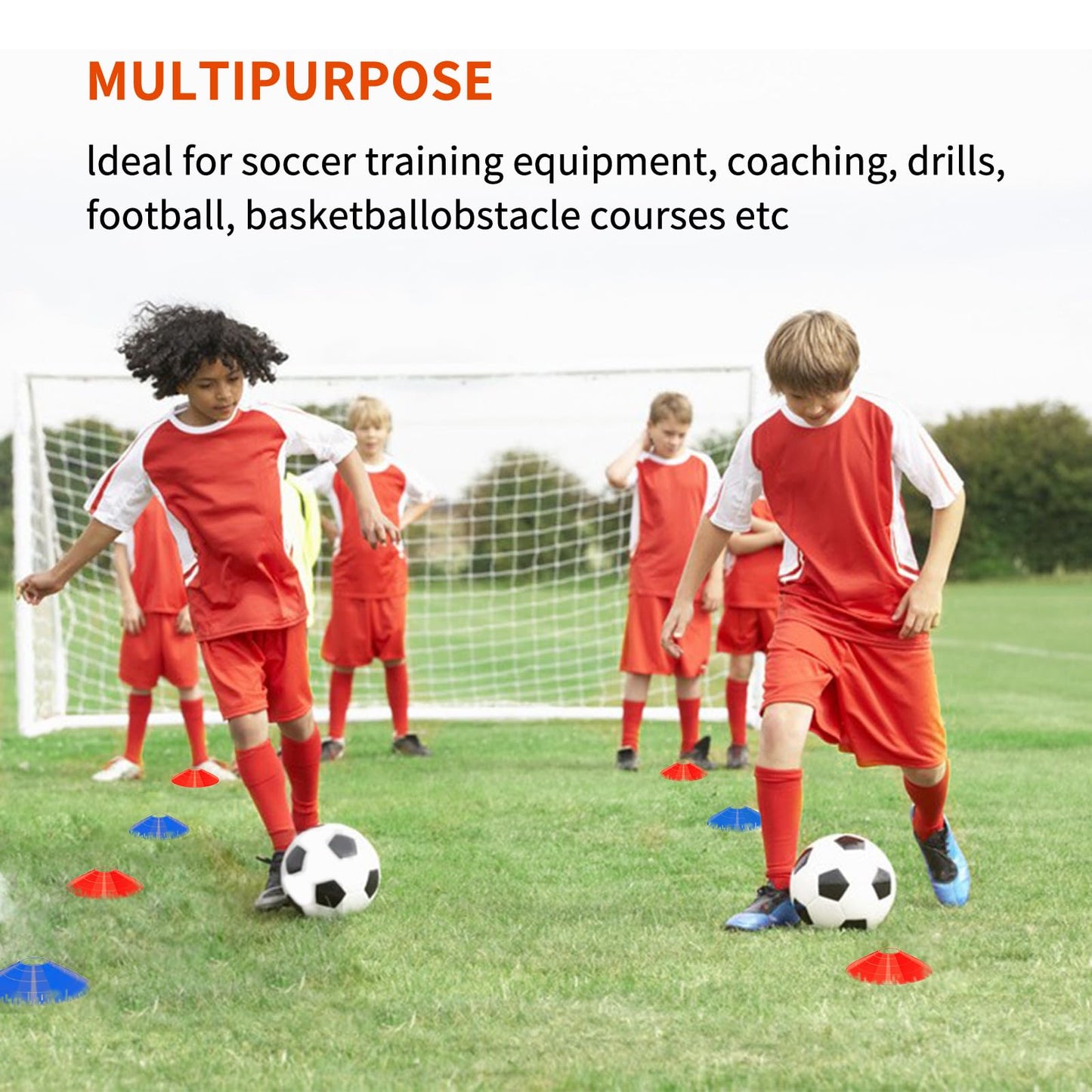 IHEPYQ Soccer Agility Training Equipment Set, 12 Rung 20Ft Agility Ladder, 12 Disc Cones,Solo Soccer Trainer, Jump Rope - Speed Training Equipment for Soccer Football Basketball-Blue