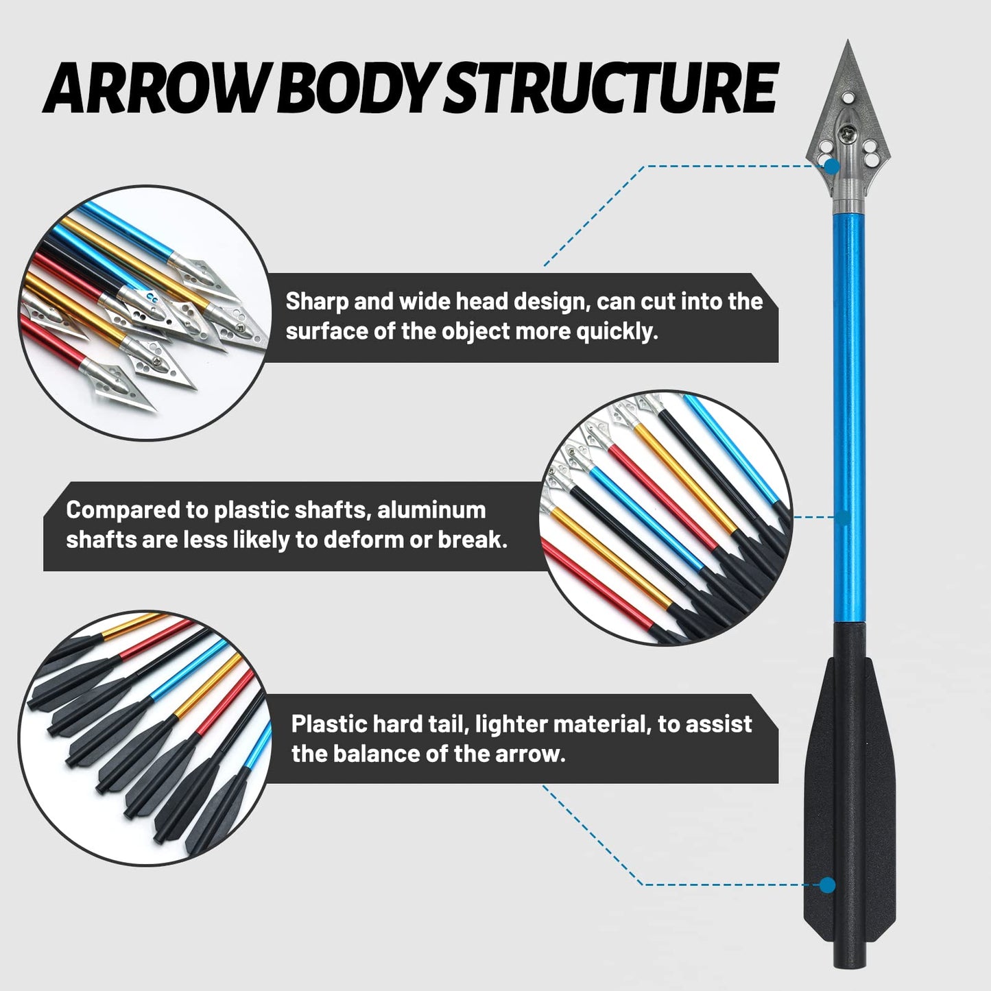 OBTOUTDOOR 6.7 Inch Mini Crossbow Bolts Aluminium Shafts Arrows with Replaceable Steel Tips Crossbow Pistol Arrows for Target Practicing Shooting and Small Hunting 12/24 Pcs (Blue and Red)