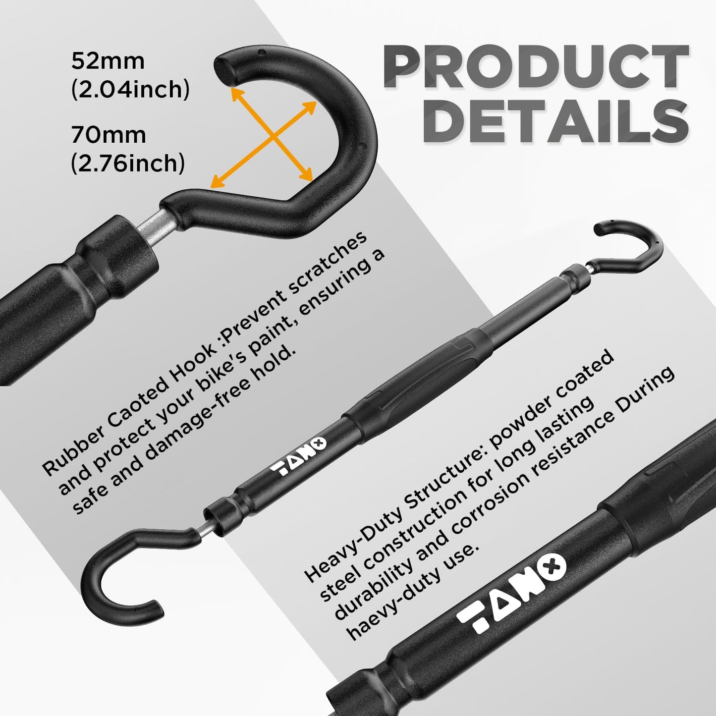TANX CF-002A Bike Adapter Bar, Adjustable Bike Bar Adapter for Bike Rack, Mounting Non-Standard Frames on Step-Thru, Women’s & Folding E-Bikes, Heavy-Duty Design, Supports Up to 66lbs, Black