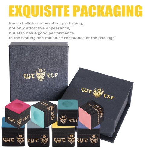 CUEELF Cube Pool Cue Chalk Technology Billiard Pool Stick Chalk with Storage Box Included (Grey)