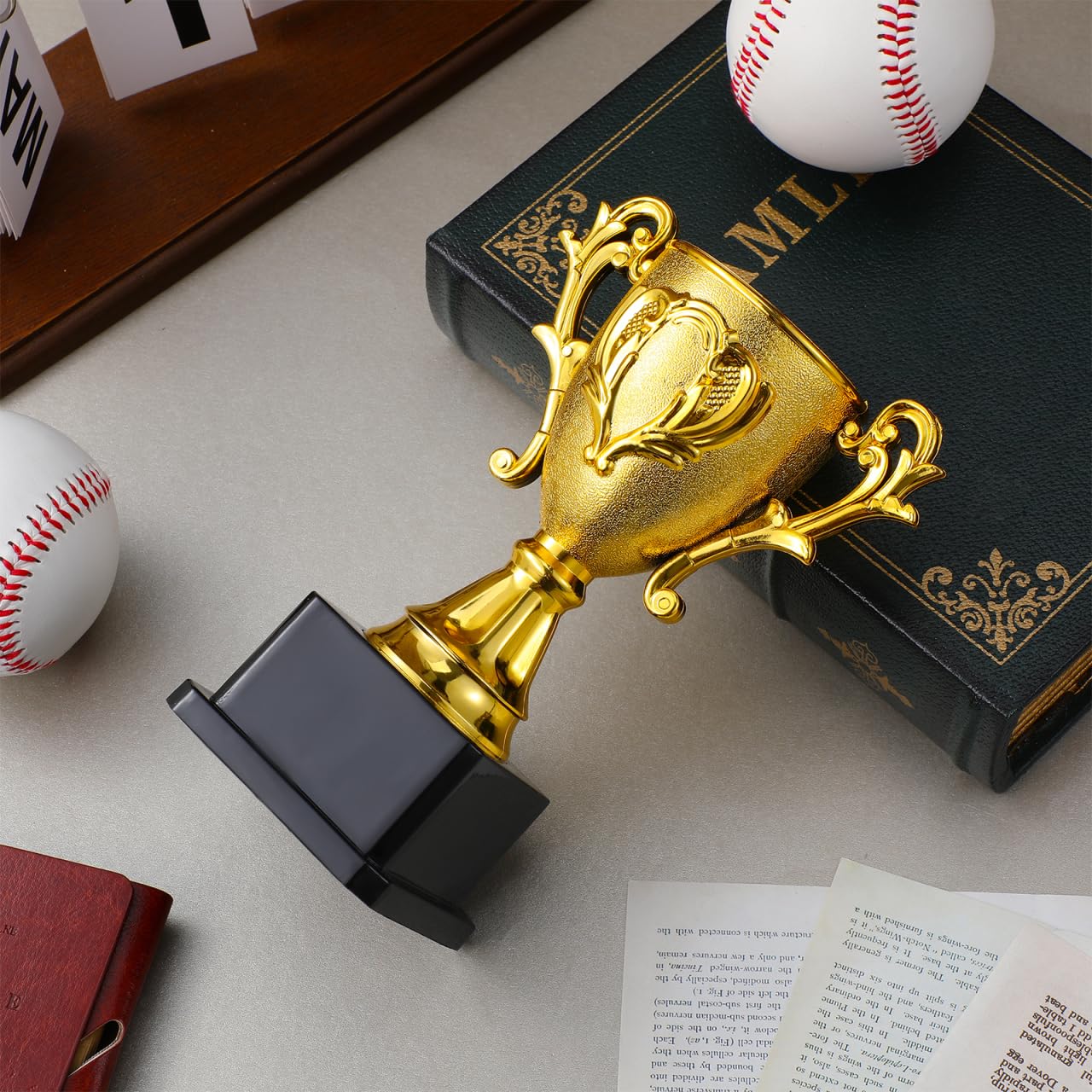 Garneck 3 Pack 7-Inch Golden Trophy Award Set: Small Plastic Trophy Cups with Base for Kids Sports School Events Game Nights and Celebrations Fun Trophies for Recognition Rewards Party Favor