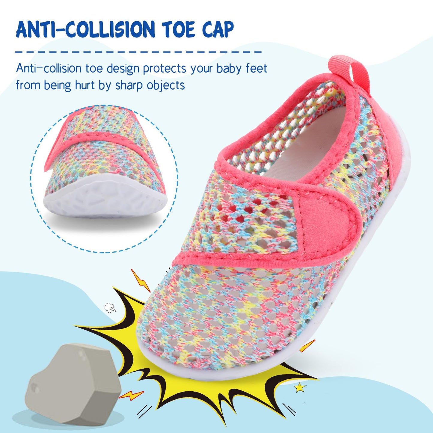 LeIsfIt Boys Girls Water Shoes Kids Aqua Socks Toddler Quick-Dry Swimming Shoes Non-Slip Summer Shoe for Beach Pool Surf, Colorful, 8 Toddler