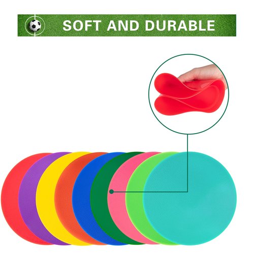 Aryjmz Spot Markers 18 Pcs 9 Inch Non Slip Rubber Floor Markers Flat Field Cones Poly Dots for Soccer Basketball Sports Speed Agility Training and Drills