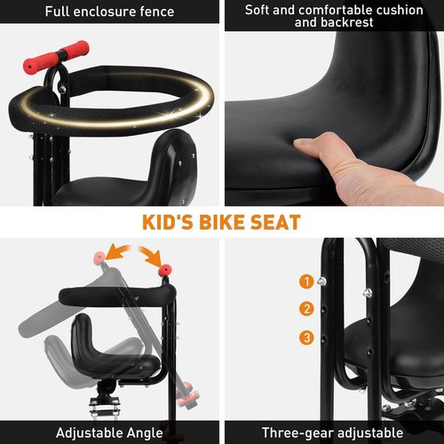 EWAIDI Child Bike Seat - Front Mount, Kids Bike Seat for Adult Bike, Baby Bike Seat Front Mounted, Toddler Bike Seat for Children 1~5 Years