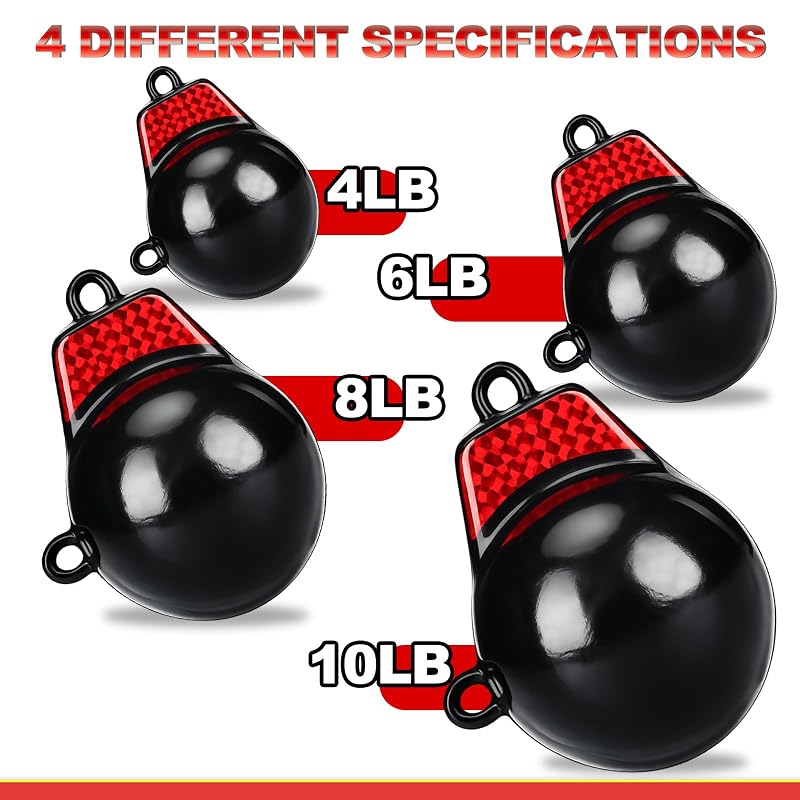 8 lb Downrigger Ball Weight with Keel — Cast Iron, Vinyl-Coated for Smooth Trolling (Variation: 1+8 lb)