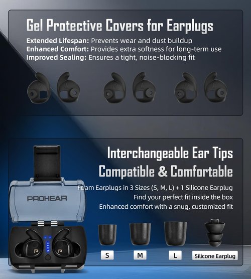 PROHEAR EP02 Shooting Ear Buds with Bluetooth & 4X Tactical Sound Control Hearing Boost, 27dB NRR Noise Reduction, 13H Runtime, Rechargeable Case ??Ideal for Hunting, Range, Outdoor Shooting ??Black