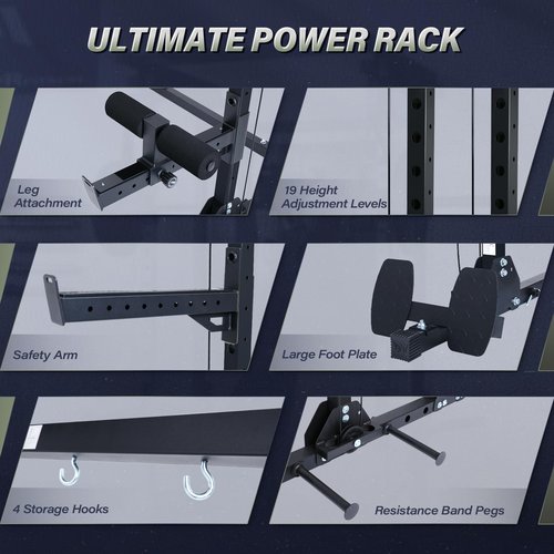 MAJOR FITNESS Drone3 Power Cage - Multi-Function Power Rack for Home Gym, Squat Rack with Pull-up Bar, Cable Crossover System, J-Hooks, for Strength Training, Heavy-Duty Steel Construction
