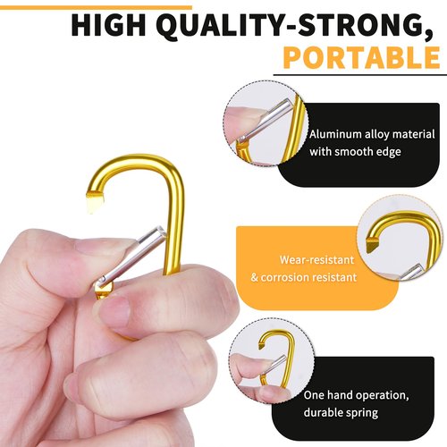 40 Pack 2" Aluminum Carabiner Clip D Ring Carabiners Small Carabiner Keychain Spring Snap Hooks, Mini Carabiner Clip Set for Keys, Dog Leash, Camping Hiking Accessories
