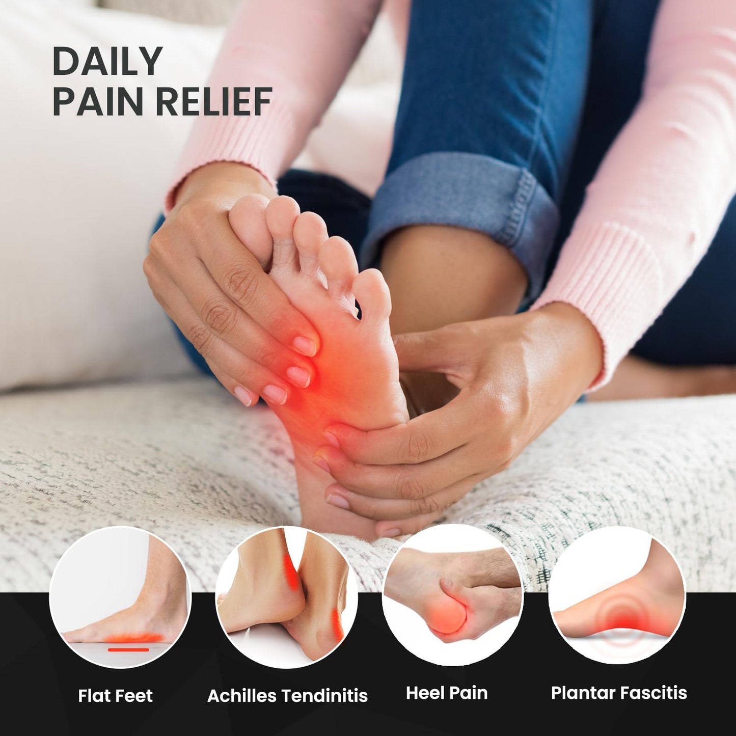Achilles Tendonitis Relief Insoles for Women & Men - Heel Cushion for Heel Pain Relief Heel Spur with Shock Absorption for All-Day Comfort, M: 10-11|300MM