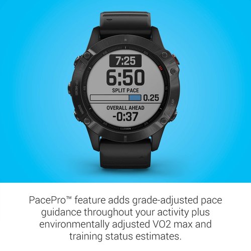 Garmin Fenix 6 Pro, Premium Multisport GPS Watch, Features Mapping, Music, Grade-Adjusted Pace Guidance and Pulse Ox Sensors, Black (Renewed)
