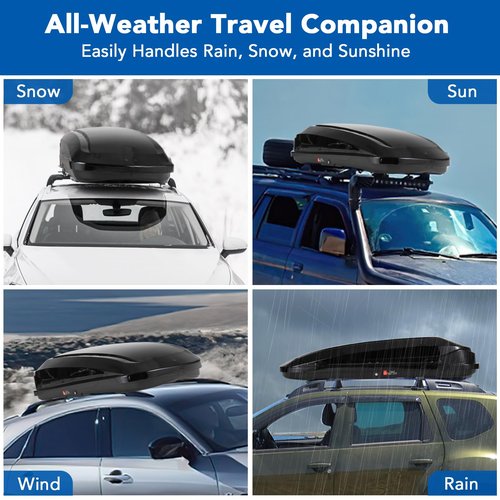 EcoExplorer Rooftop Cargo Carrier Hard Shell, 17.6 Cubic Feet Heavy-Duty Roof Cargo Box, Lockable Roof Top Cargo Carrier Box with 2 Reinforced Straps and 2 Keys for Car, Wagon, SUV