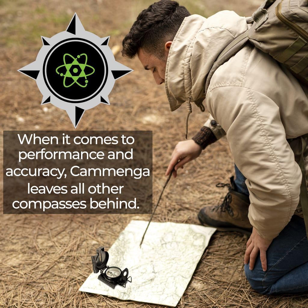 Cammenga Lensatic Tritium Compass - Made in USA Military Compass - Premium Tritium Illuminated Tactical Compass for Land Navigation, Hiking, Survival, Hunting and Backpacking - Black