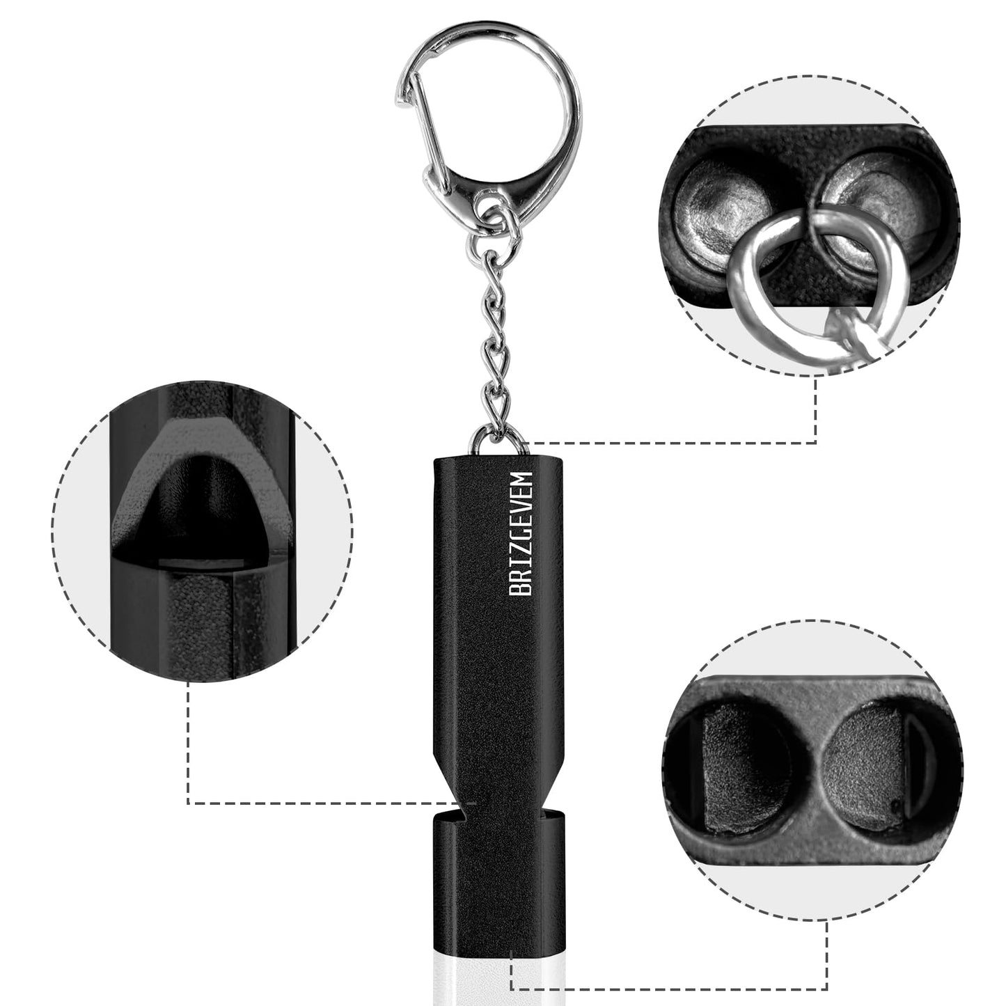 BRIZGEVEM 120dB Aluminum Emergency Survival Whistle with Lanyard & Keychain