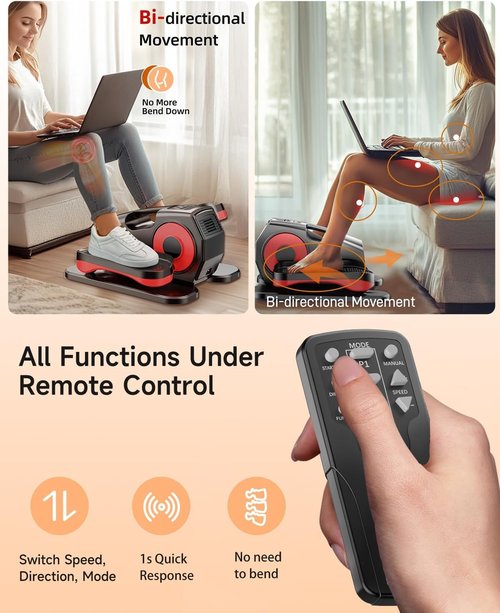 Under Desk Elliptical Machines for Home Use, Seated Elliptical Leg Exerciser for Seniors with 15 Adjustable Speed, Upgrade Quiet & Portable Under Desk Bike Pedal Exerciser for Seniors