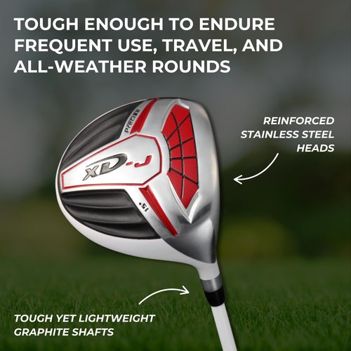 Precise XD-J Junior Golf Clubs Set ??Right & Left Hand Options ??Kids Golf Clubs for Ages 3-5, 6-8, 9-12 ??Lightweight Graphite Shafts, Hybrid Club, Stand Bag ??Boys & Girls Golf Set