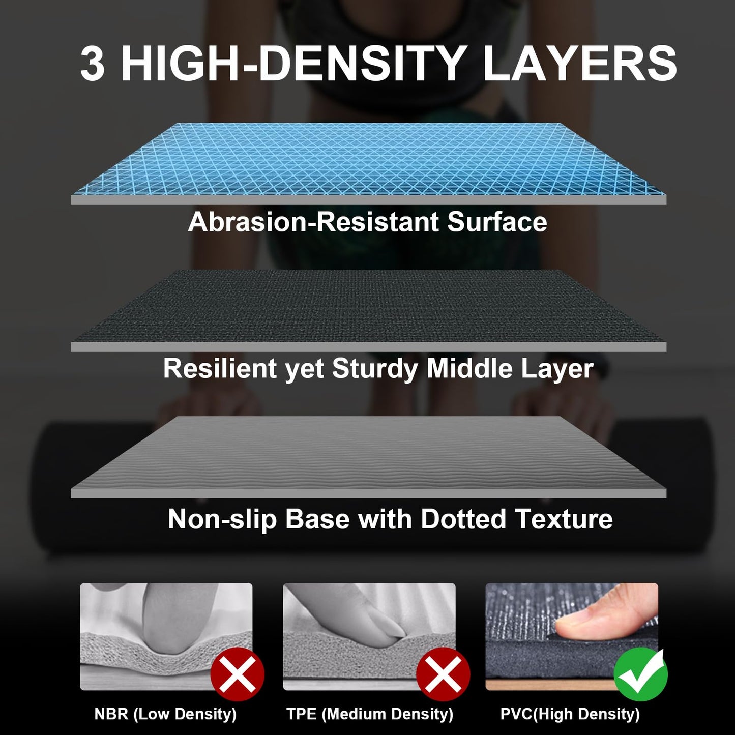 Large Exercise Mat 8'x5'|12'x6' Workout Mat for Home Gym Mats Exercise Heavy Duty Gym Flooring Fitness Mat Large Yoga Mat Cardio Mat for Weightlifting, Jump Rope, MMA, Shoe-Friendly (Black6'x4')