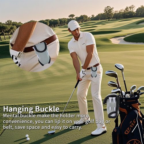 ISRcnst for Golf Ball Holder Wooden & Golf Bag Tee Holder Pouch – Waterproof Carry Bag with Carabiner Clip, for Men/Women (4+1Pack) (blue)