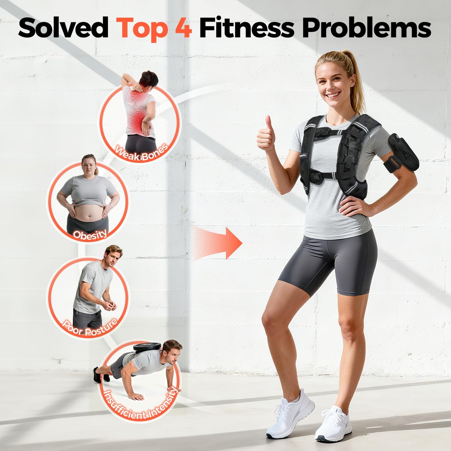 FEIERDUN Weighted Vest (Black-8lb)