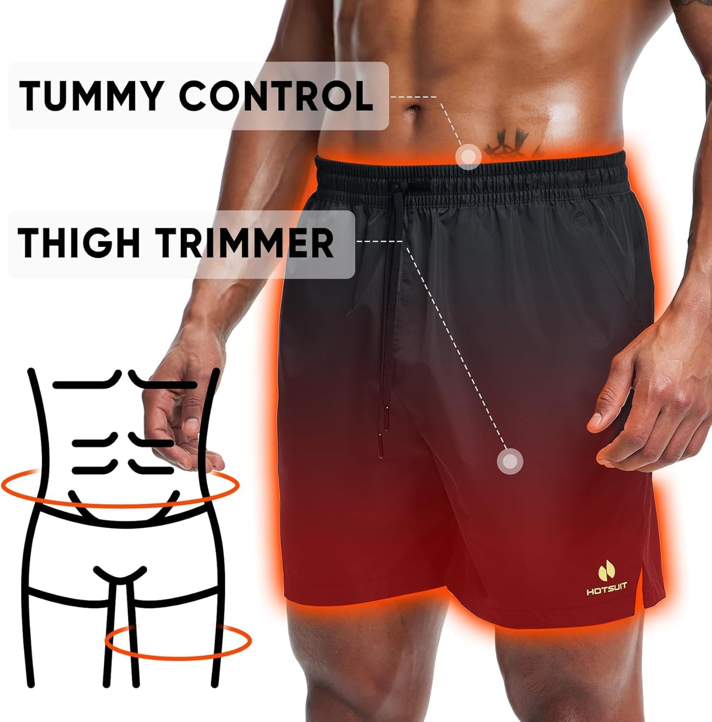HOTSUIT Mens Sauna Shorts Sweat Sauna Pants Gym Exercise Sweat Sauna Suit Workout Shorts, Black, 2X-Large