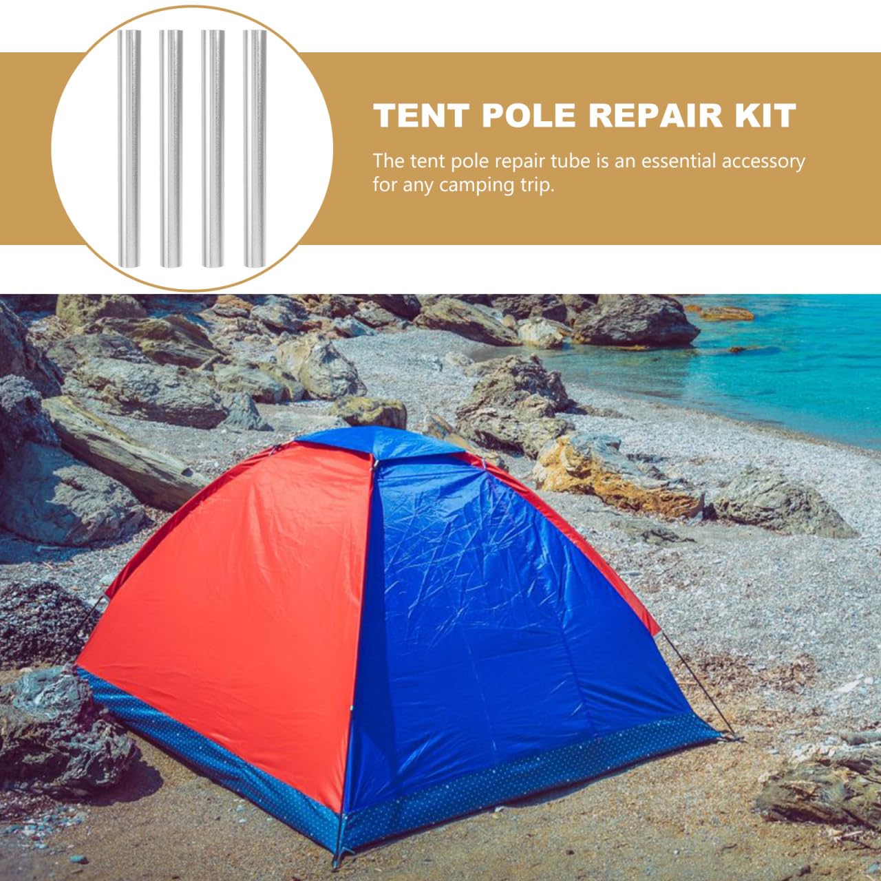 CORHAD Tent Pole Repair Sleeve Tent Pole Connector 4-Pack Aluminum Alloy Repairing Tubes for Camping Gear Lightweight 5.11In Fixing Tube Accessory